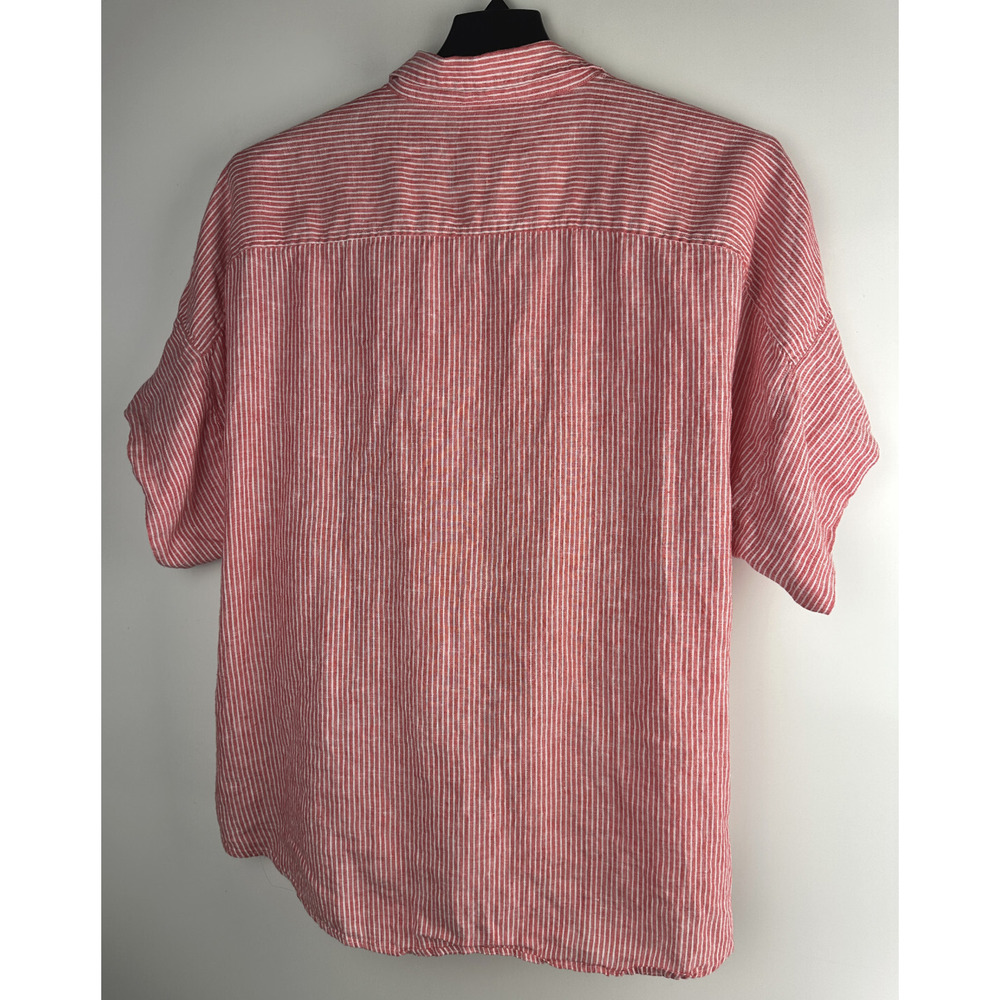 Lauren Ralph Lauren Striped Tie-Front Linen Shirt Red White Women's Plus Size 3X - Picture 7 of 10